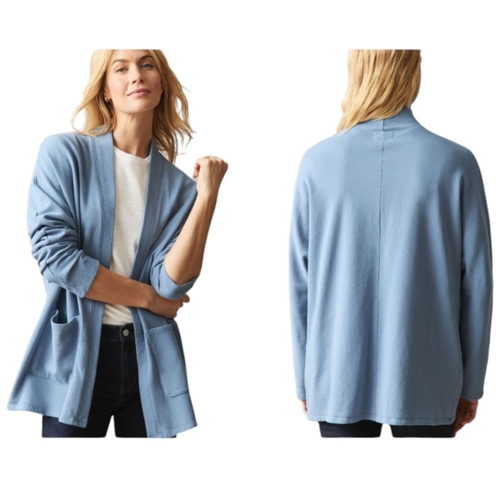 NEW American Giant French Terry Cardigan Sweater Cotton Light Blue Size XL
